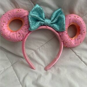 Pink Donut Ears Headband with Glitter Bow